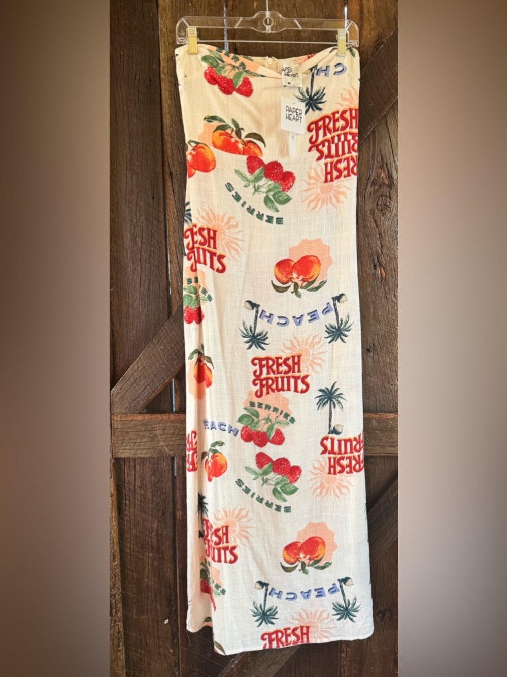 Paper heart strapless linen blend fruit dress NWT - Picture 3 of 6